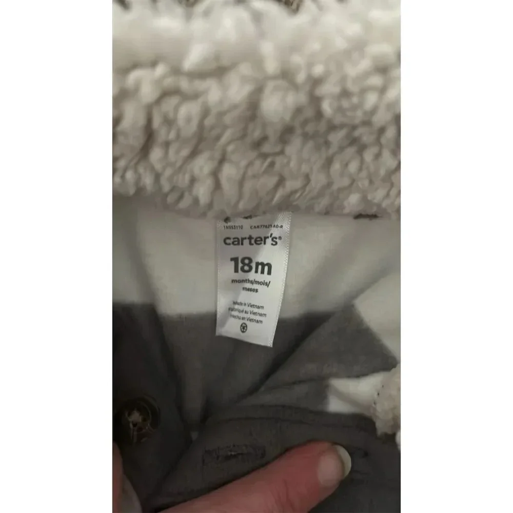 Carter's Unisex Black Striped Fleece Henley Sweater 18M